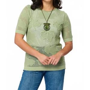 NEW SALOOS cotton leaf fishnet jumper in khaki